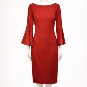 Calvin Klein Elegant Red Sheath Dress